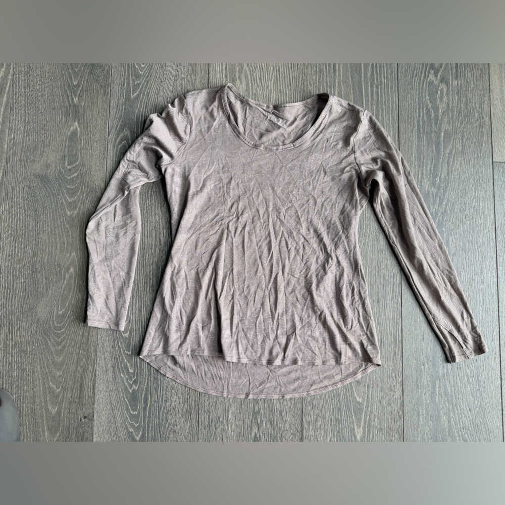 Athleta Sparkle Striped Long Sleeve in Gray Brown Size Large